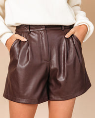 Oakley Pocketed Faux Leather Shorts - Chocolate Oshnow