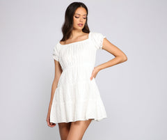 Off The Shoulder Eyelet Skater Dress Oshnow