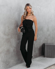 Off To The Opera Strapless Jumpsuit - Black - SALE Oshnow