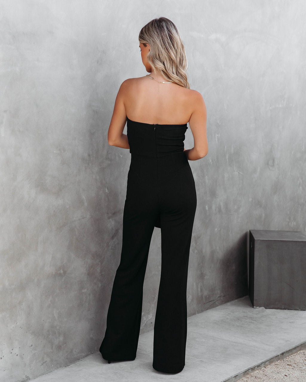 Off To The Opera Strapless Jumpsuit - Black - SALE Oshnow