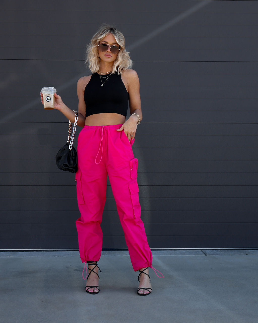 Old Skool Cargo Nylon Pants - Fuchsia Oshnow