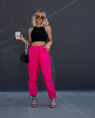 Old Skool Cargo Nylon Pants - Fuchsia Oshnow