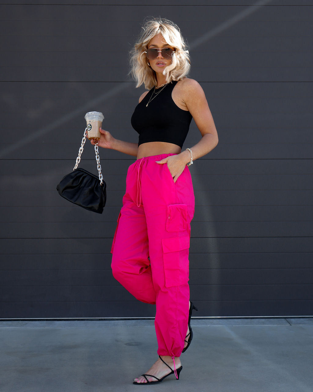 Old Skool Cargo Nylon Pants - Fuchsia Oshnow