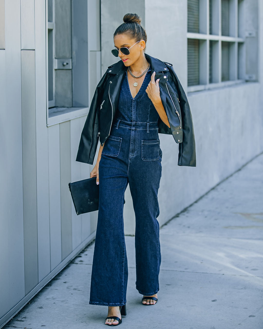 Olivera Pocketed Denim Jumpsuit Oshnow