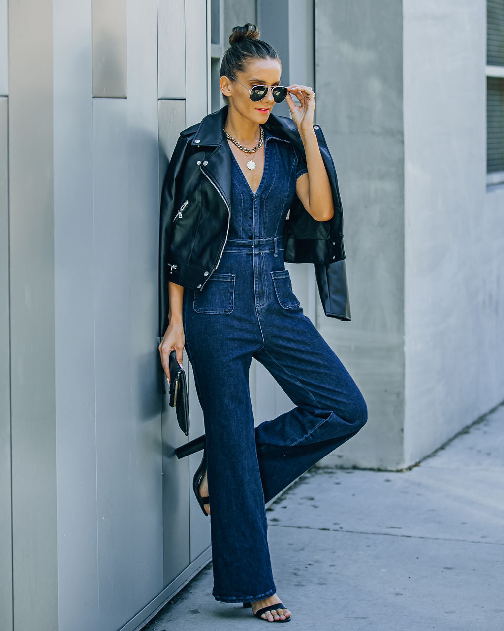 Olivera Pocketed Denim Jumpsuit Oshnow