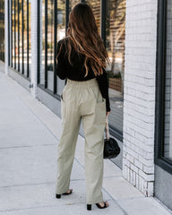 Olivier Cotton Pocketed High Rise Pants - Olive Oshnow