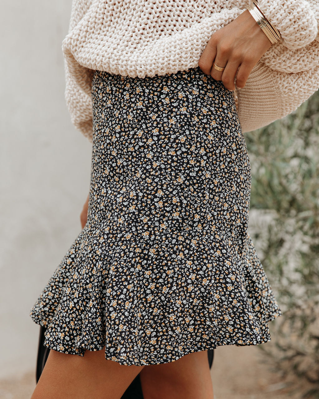 Orchard Floral Ruffle Mini Skirt Oshnow