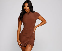 Own That Ruched Tie Bodycon Dress Oshnow