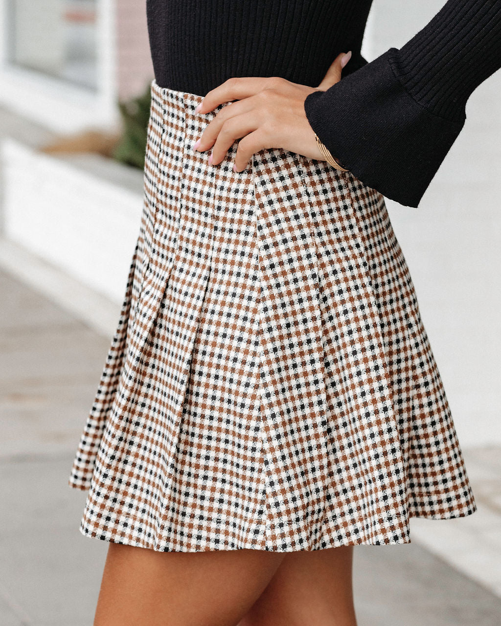 Oxford Plaid Pleated Mini Skirt Oshnow