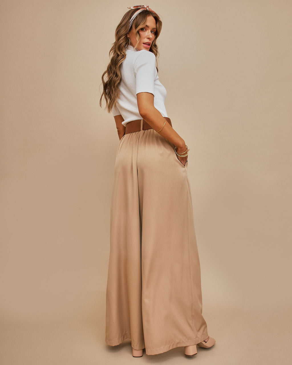 PREORDER - Taylor Belted Pocketed Pants - Khaki Oshnow