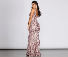 Paisley Formal Sequin Leaf Dress Oshnow