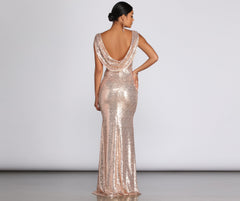 Paloma Cowl Back Sequin Gown Oshnow