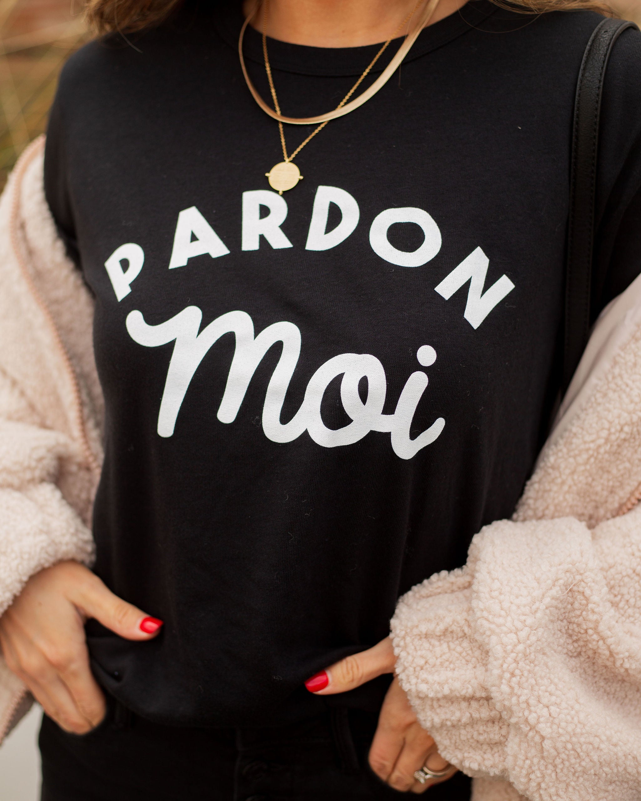 Pardon Moi Cotton Blend Tee Oshnow