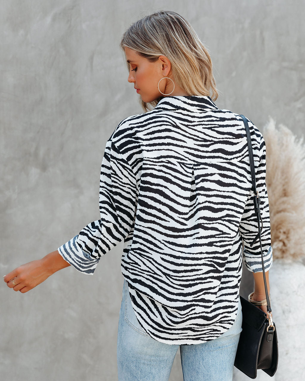 Patton Zebra Print Button Down Blouse Oshnow