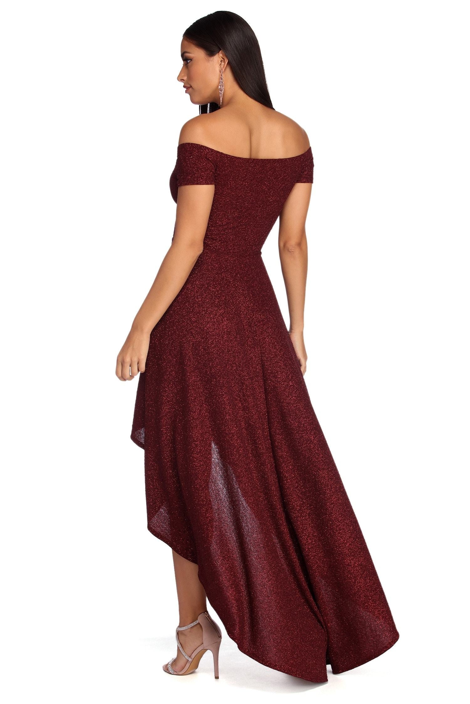 Penelope Glitter Formal High Low Dress Oshnow