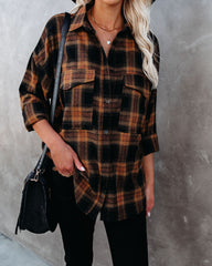 Petaluma Cotton Blend Plaid Button Down Top Oshnow