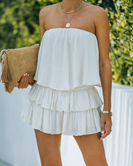 Phoebe Strapless Smocked Romper - Cream Oshnow