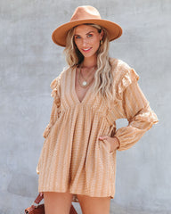 Pick Of The Patch Pocketed Eyelet Romper - Mustard Oshnow