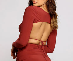 Picture Perfect Open Back Ruched Mini Dress Oshnow
