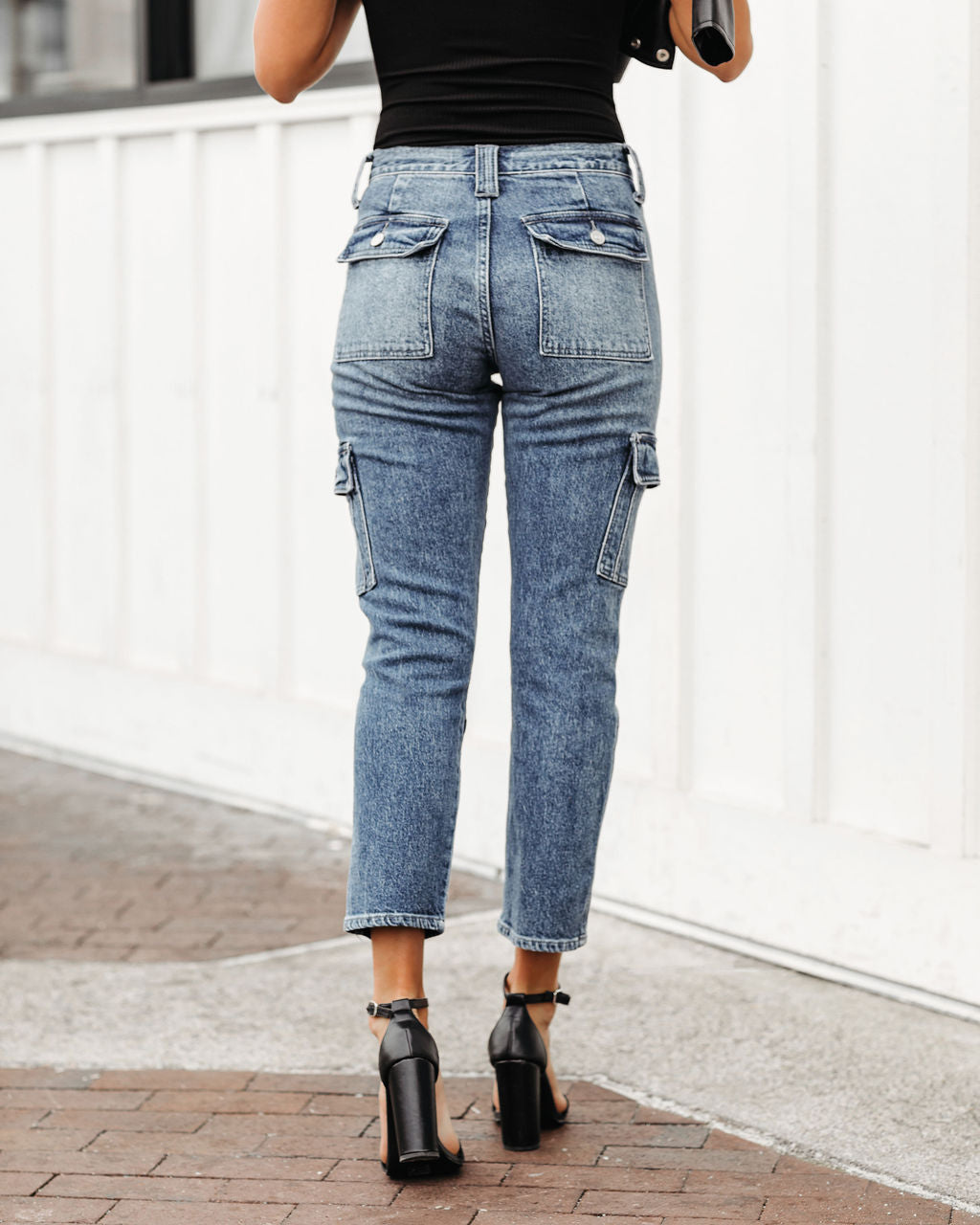 Pippa High Rise Slim Straight Cargo Denim Oshnow