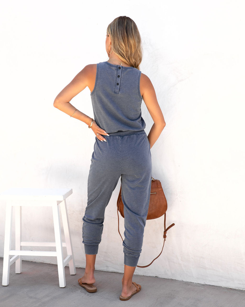 Placerville Pocketed Drawstring Jumpsuit - Indigo Oshnow