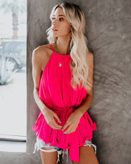 Pleats To Meet You Tie Top - Pink Oshnow