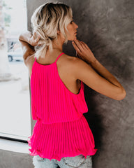 Pleats To Meet You Tie Top - Pink Oshnow