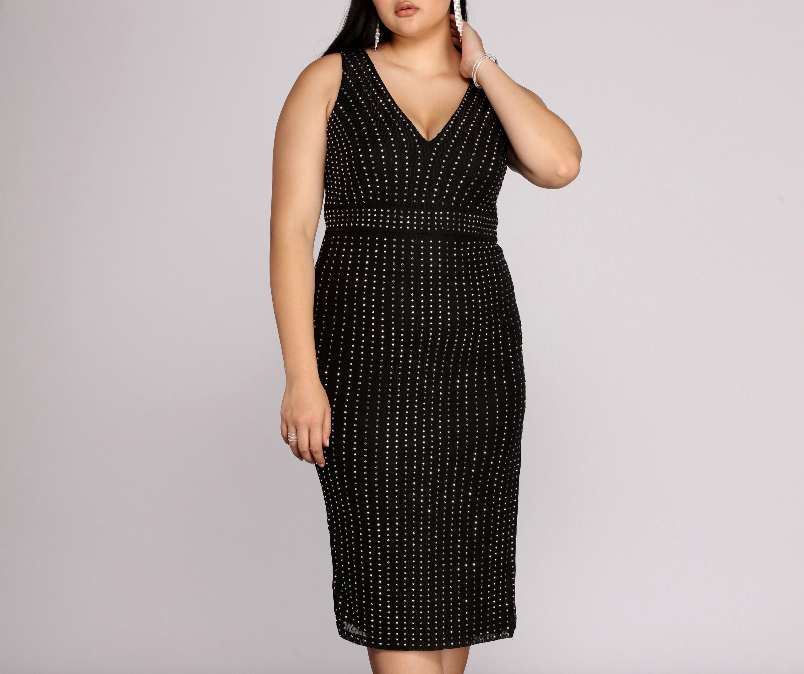 Plus Arielle Heat Stone Midi Dress Oshnow