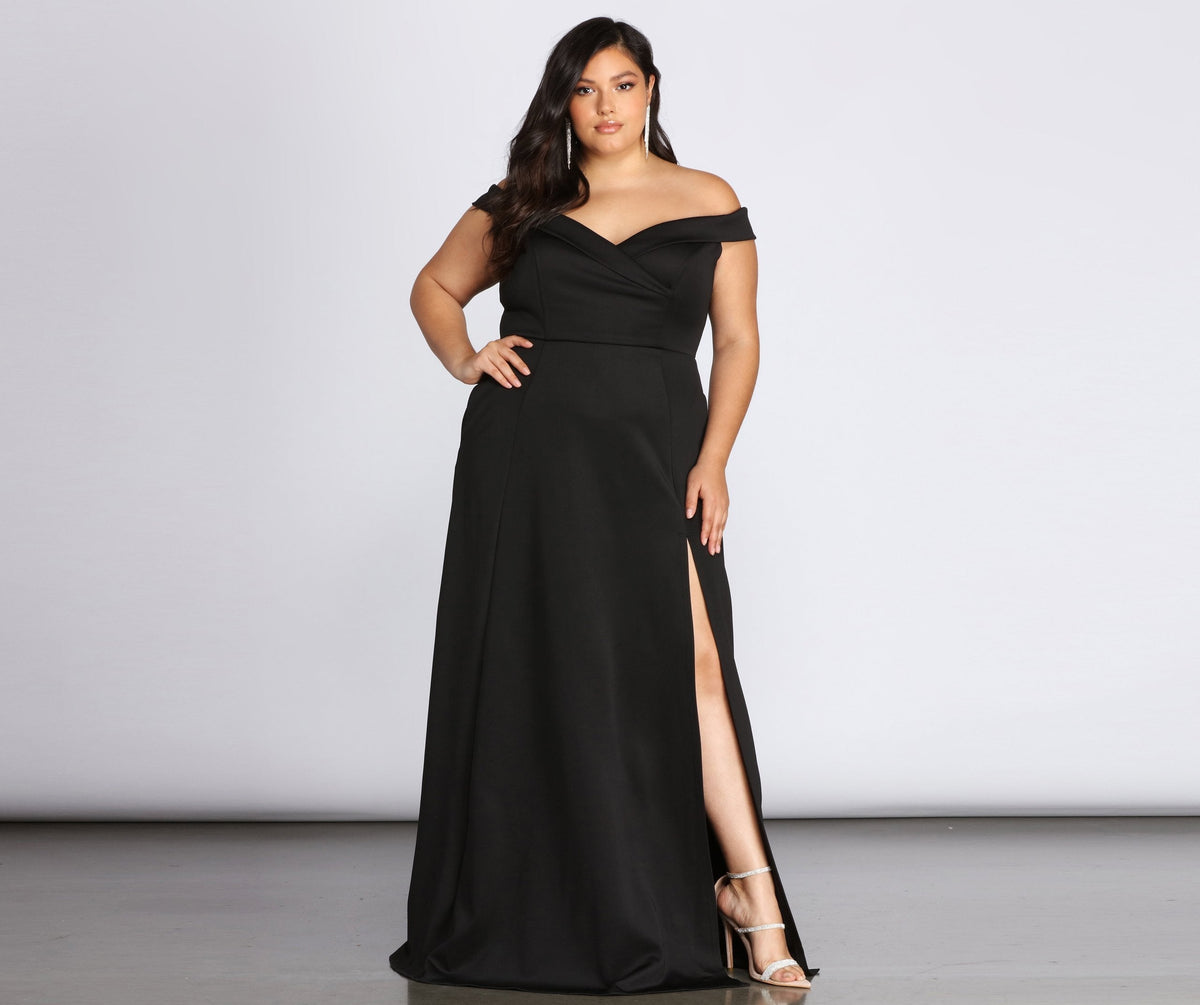 Plus Lucy Formal High Slit Dress Oshnow