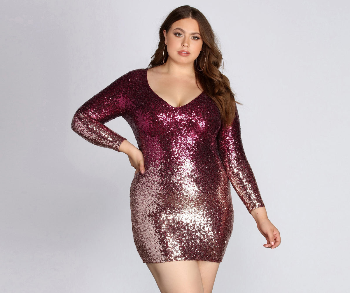 Plus Ombre Sequin Dress Oshnow