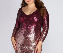 Plus Ombre Sequin Dress Oshnow