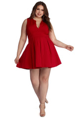 Plus Pretty And Pleated Skater Dress Oshnow
