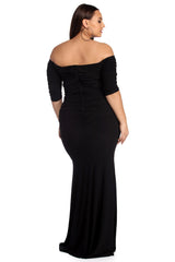 Plus Stella Formal Ruched Dress Oshnow