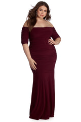 Plus Stella Formal Ruched Dress Oshnow