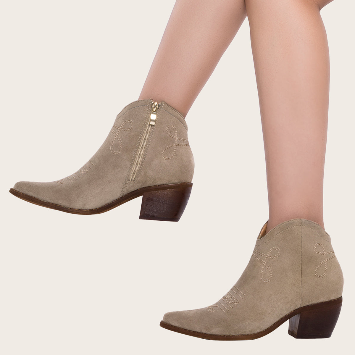 Pointed Toe Western Cowgirl Boots Chunky Heel Ankle Booties Oshnow