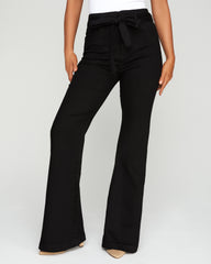 Poppy High Rise Flare Tie Denim - Black Oshnow