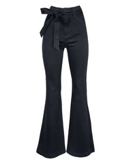 Poppy High Rise Flare Tie Denim - Black Oshnow