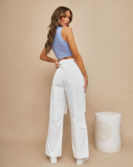 Popular Cotton Cargo Pants - White Oshnow