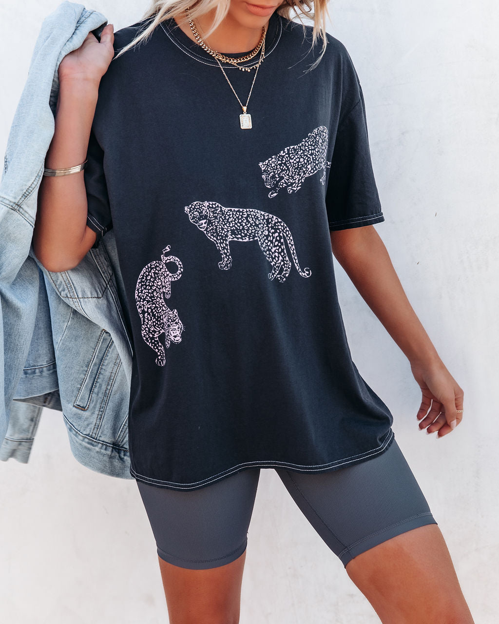 Prance Relaxed Cotton Cheetah Tee Oshnow