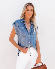 Prescott Chambray Button Down Top Oshnow