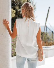 Prestige Satin Cowl Neck Blouse - Off White Oshnow