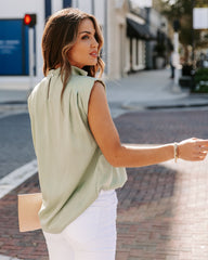 Prestige Satin Cowl Neck Blouse - Sage Oshnow