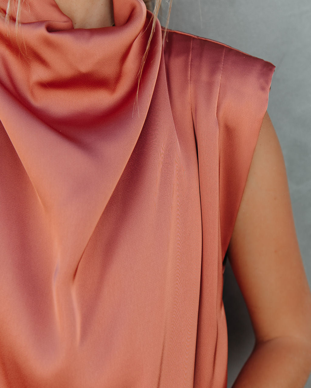 Prestige Satin Cowl Neck Blouse - Terracotta Oshnow