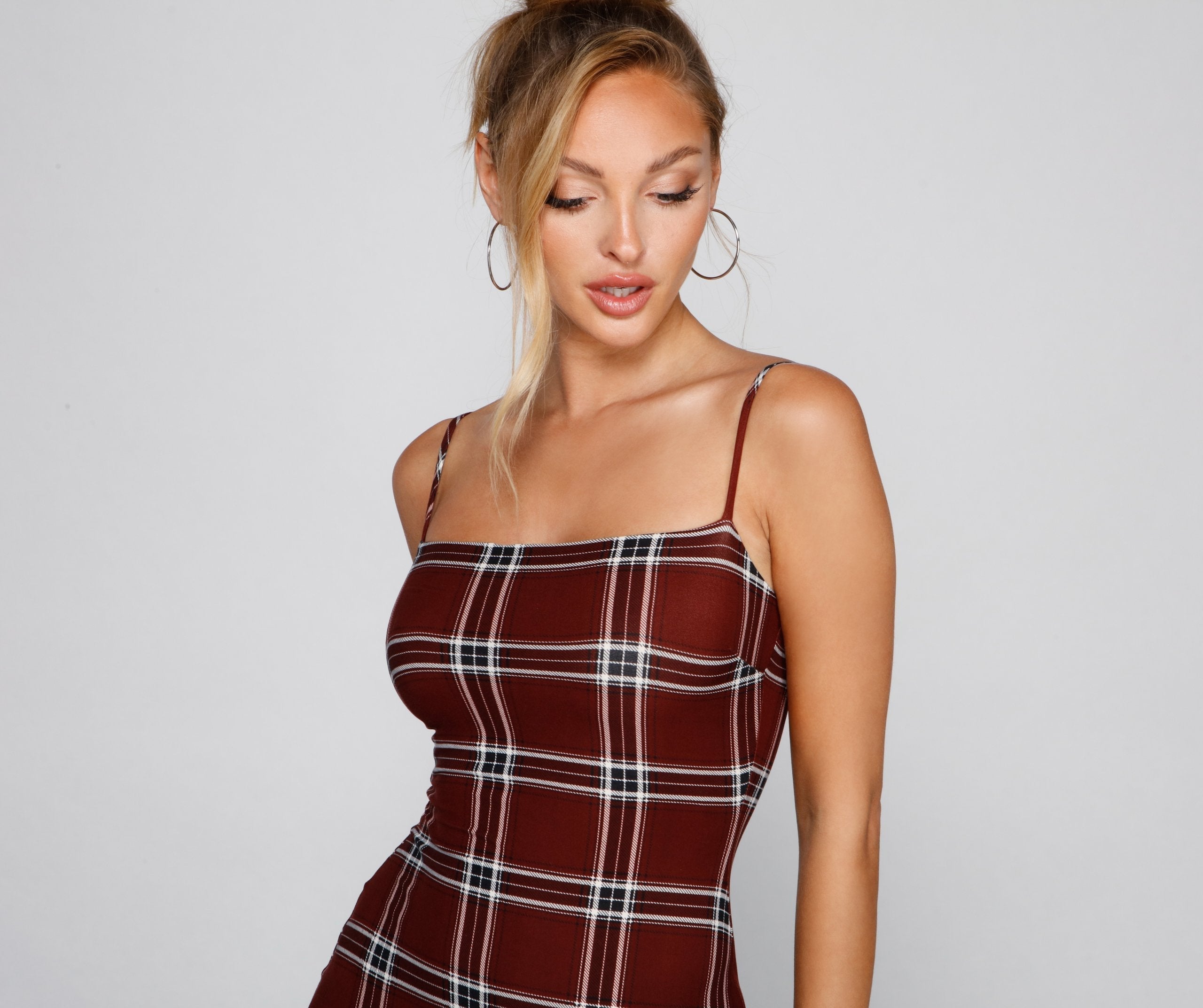 Pretty In Plaid Mini Dress Oshnow