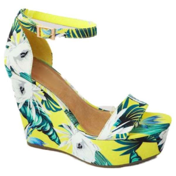 Printed Tropical Style Platform Sandals Oshnow