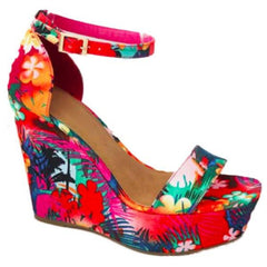 Printed Tropical Style Platform Sandals Oshnow