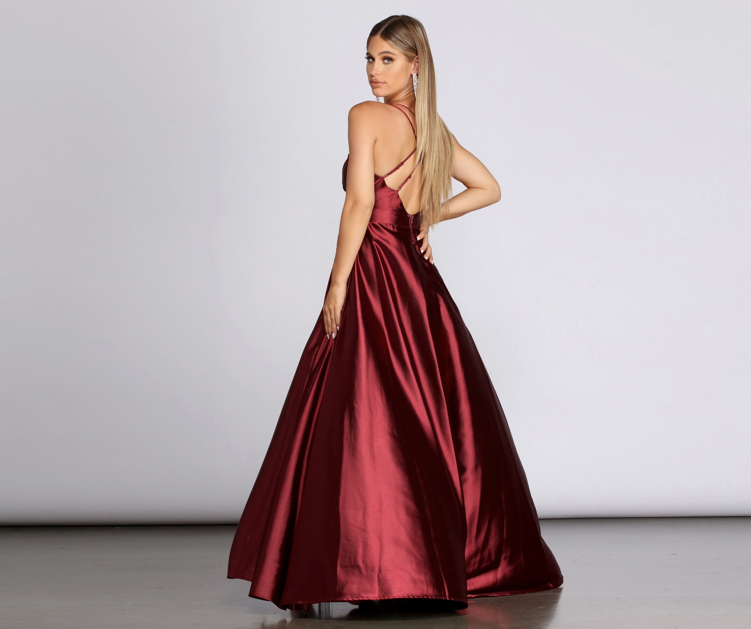 Priscilla Satin Evening Gown Oshnow