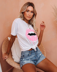 Pucker Up Distressed Cotton Tee Oshnow