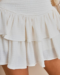 Queensland Smocked Ruffle Mini Skort Oshnow