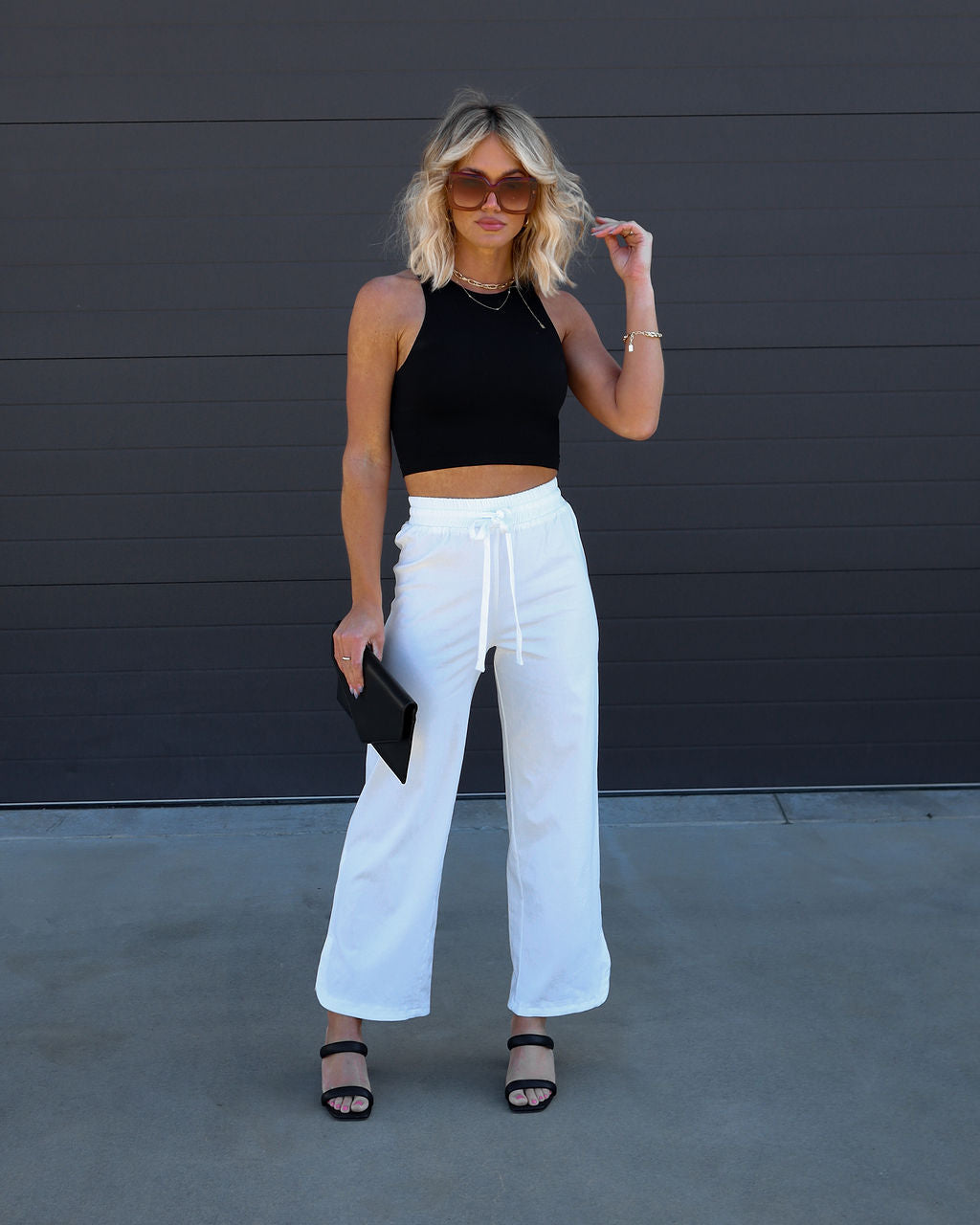 Quincy Drawstring Pants - White Oshnow